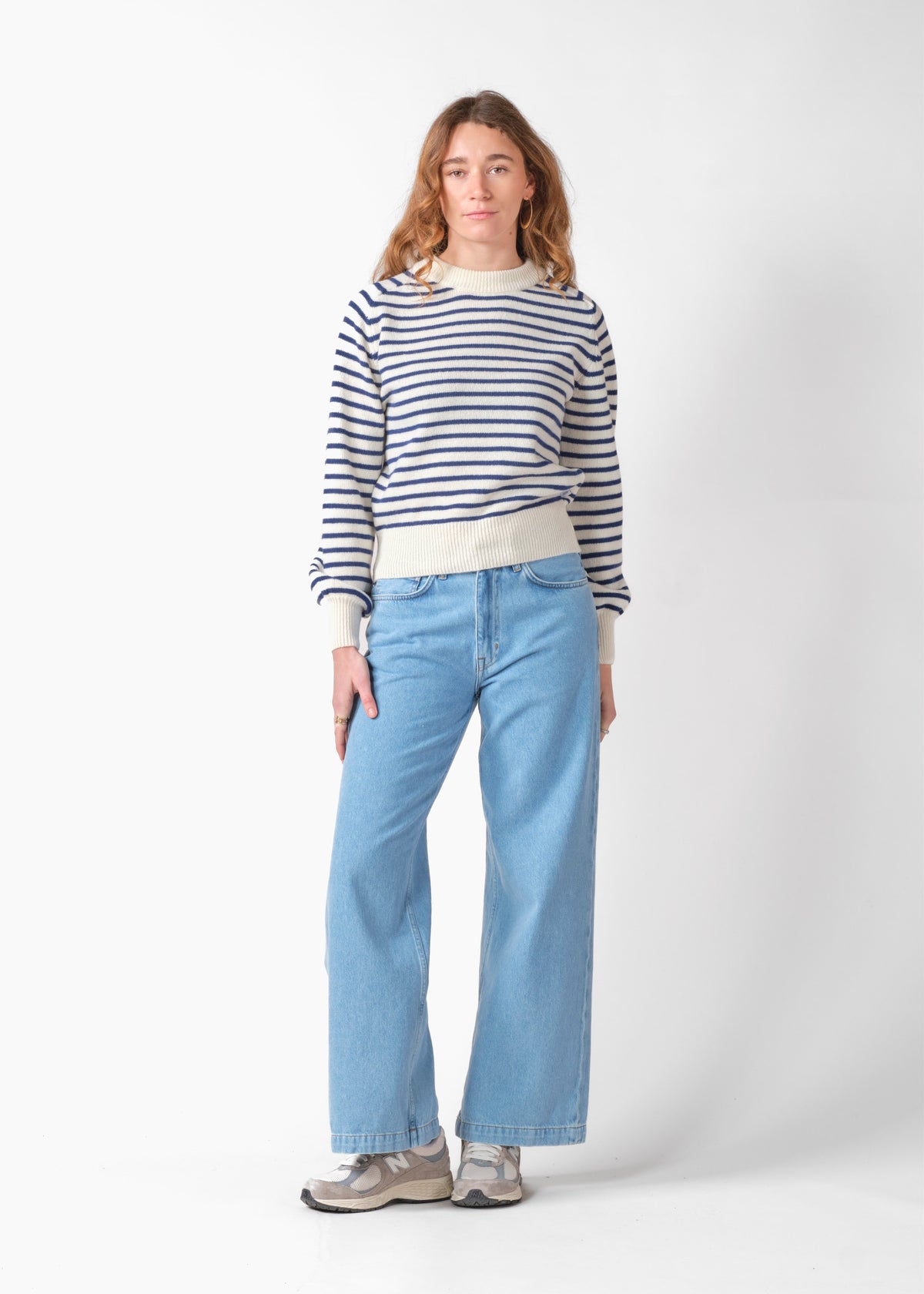 Klitmøller Collective ApS Ivy knit Knitted sweaters Cream/surf blue