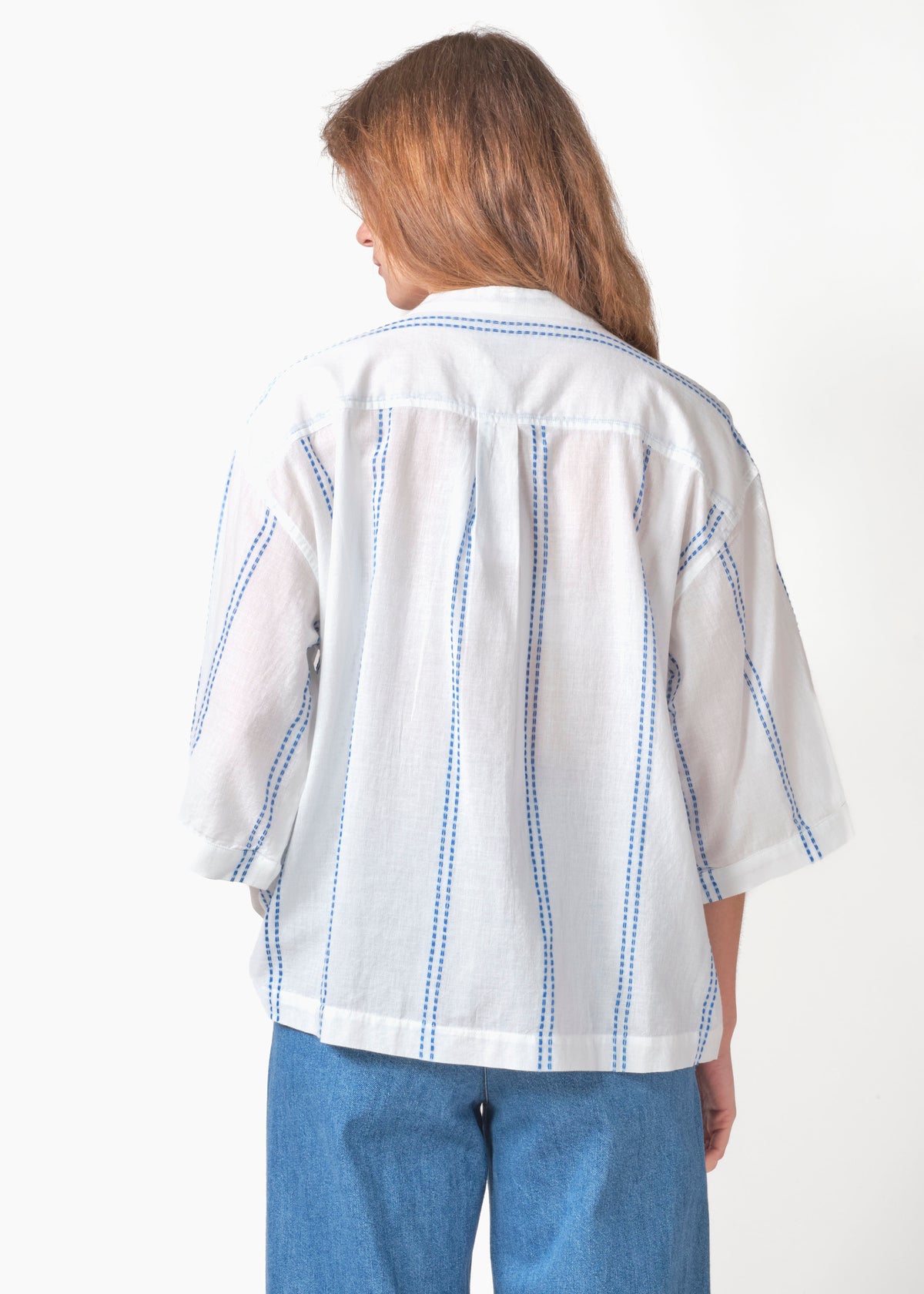 Klitmøller Collective ApS Mary shirt GOTS Shirts White/surf blue
