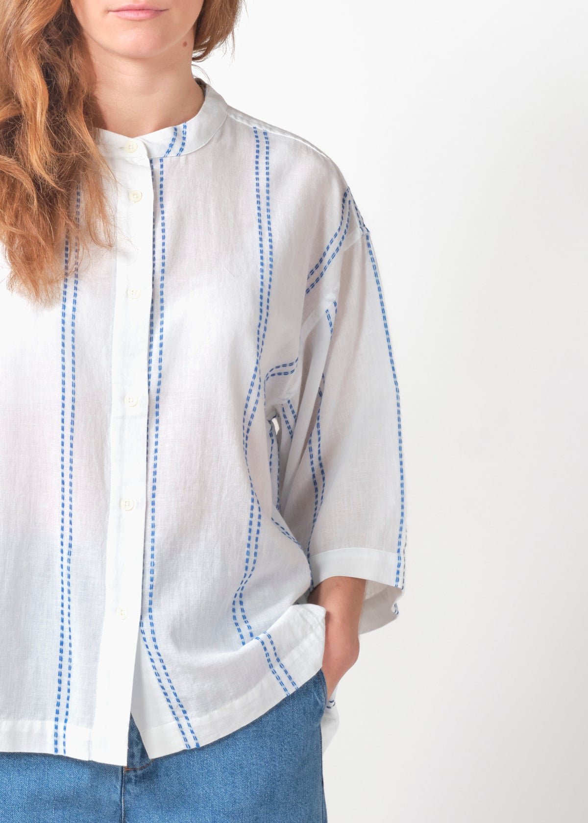 Klitmøller Collective ApS Mary shirt GOTS Shirts White/surf blue