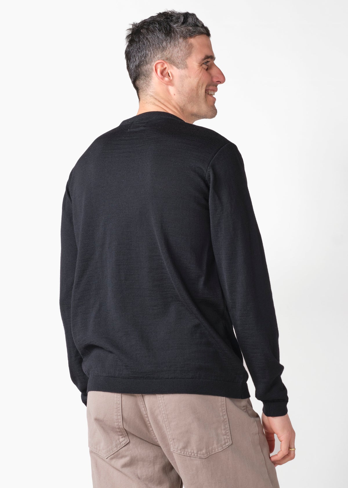 Klitmøller Collective ApS Mens basic merino knit Knitted sweaters Black