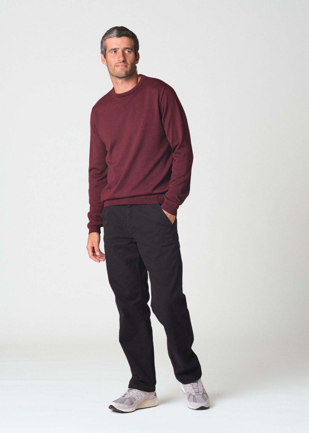 Klitmøller Collective ApS Mens basic merino knit Knitted sweaters Burgundy