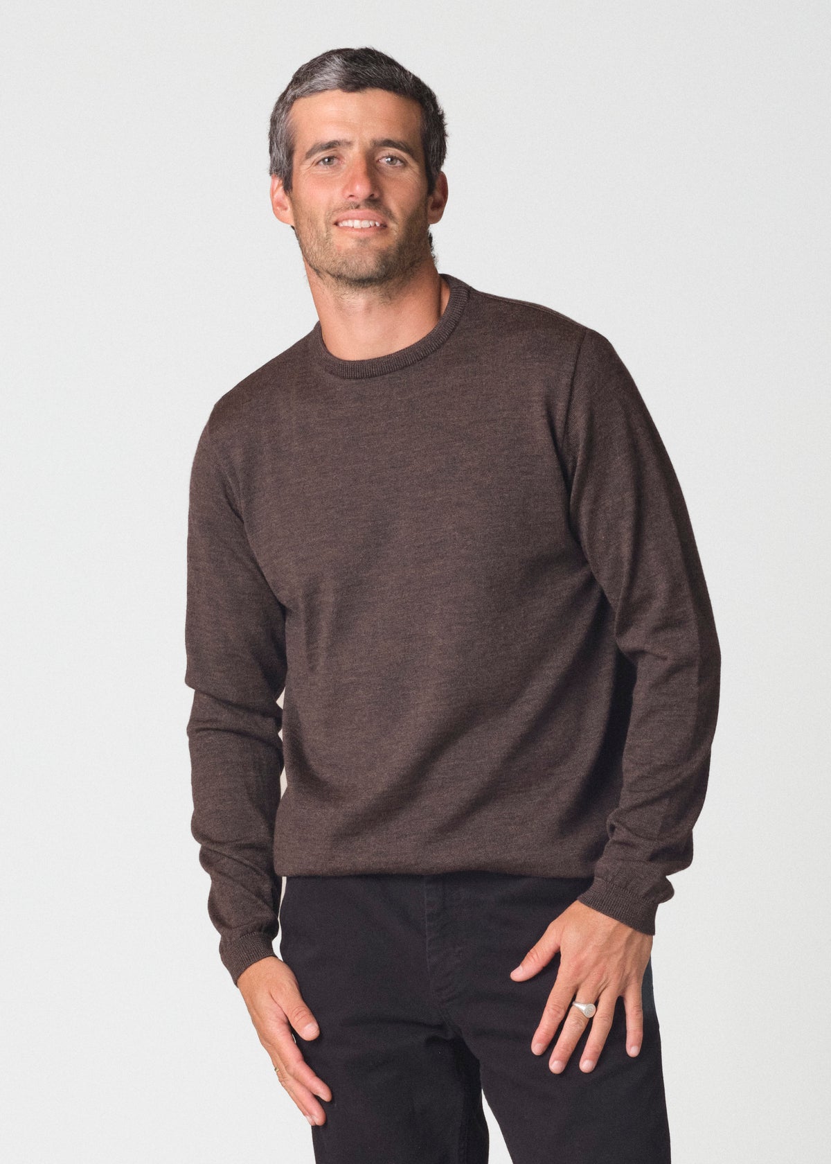 Klitmøller Collective ApS Mens basic merino knit Knitted sweaters Taupe