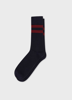 Klitmøller Collective ApS Retro cotton sock Socks Navy/clay red