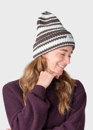Klitmøller Collective ApS Stripe wool beanie Beanies Taupe/cream