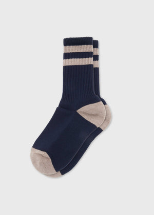 Klitmøller Collective ApS Striped merino sock Socks Navy/sand