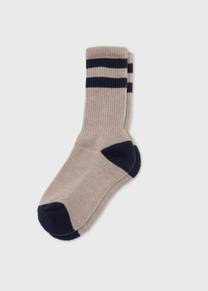 Klitmøller Collective ApS Striped merino sock Socks Sand/navy