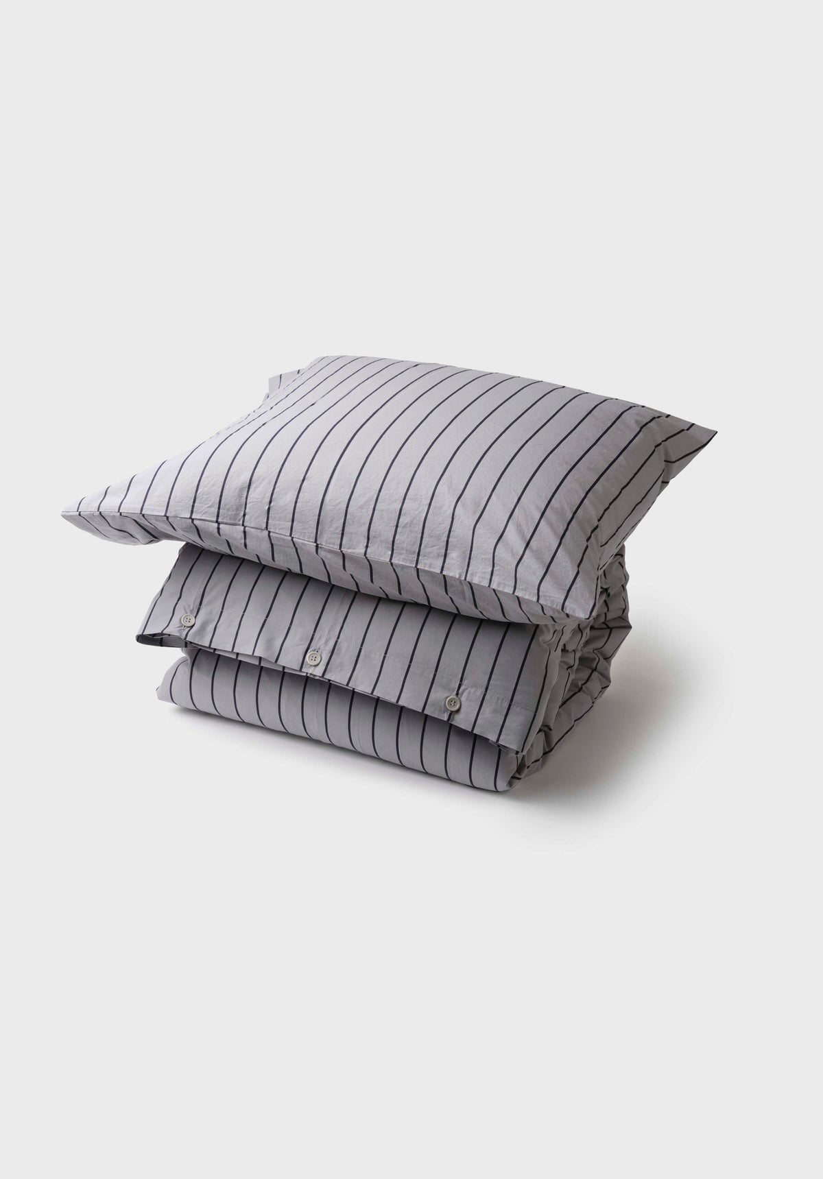 Klitmøller Collective Home Bed set - Striped - 140 x 200 + 60 x 70 Textiles Pastel grey/navy