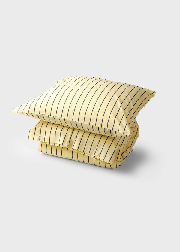 Klitmøller Collective Home Bed set - Striped - 140 x 200 + 80 x 80 Textiles Lemon sorbet/navy