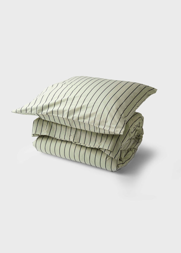 Klitmøller Collective Home Bed set - Striped - 140 x 200 + 80 x 80 Textiles Sage/navy