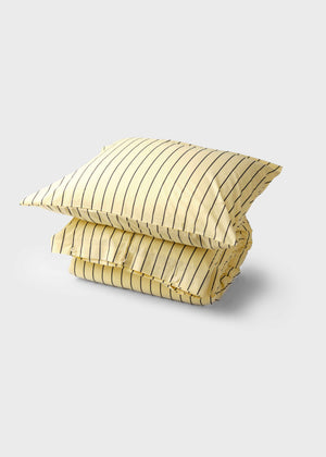 Klitmøller Collective Home Bed set - Striped - 140 x 220 + 60 x 70 Textiles Lemon sorbet/navy
