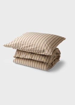 Klitmøller Collective Home Bed set - Striped - 140 x 220 + 60 x 70 Textiles Sand/navy