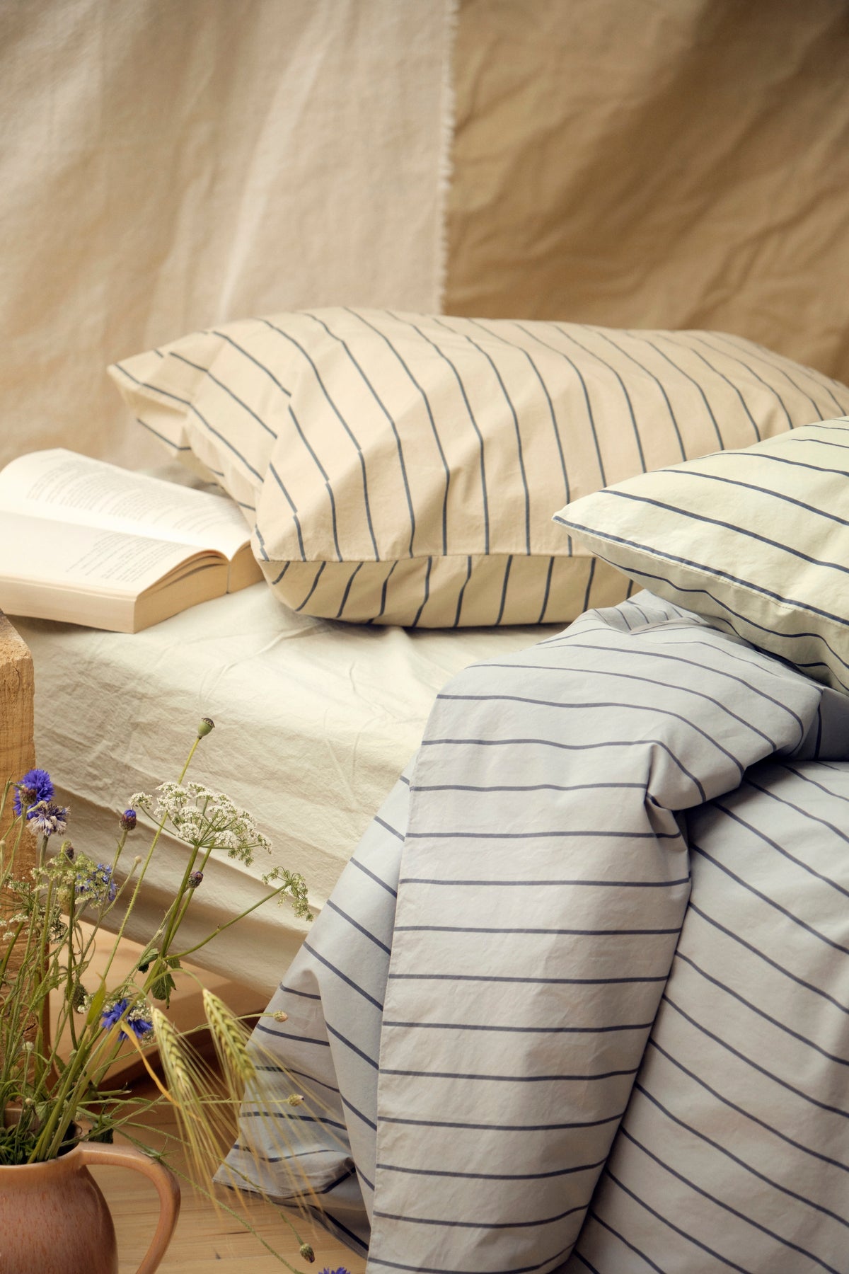 Klitmøller Collective Home Bed set - Striped - 140 x 220 + 80 x 80 Textiles White/navy
