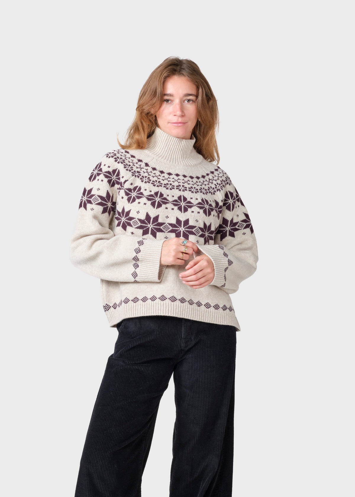 Klitmøller Collective ApS Claire knit  Knitted sweaters Pastel sand/burgundy