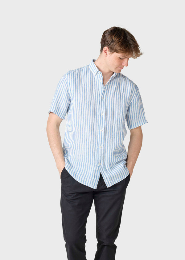 Klitmøller Collective ApS Dennis short striped shirt  Shirts Cream/light blue