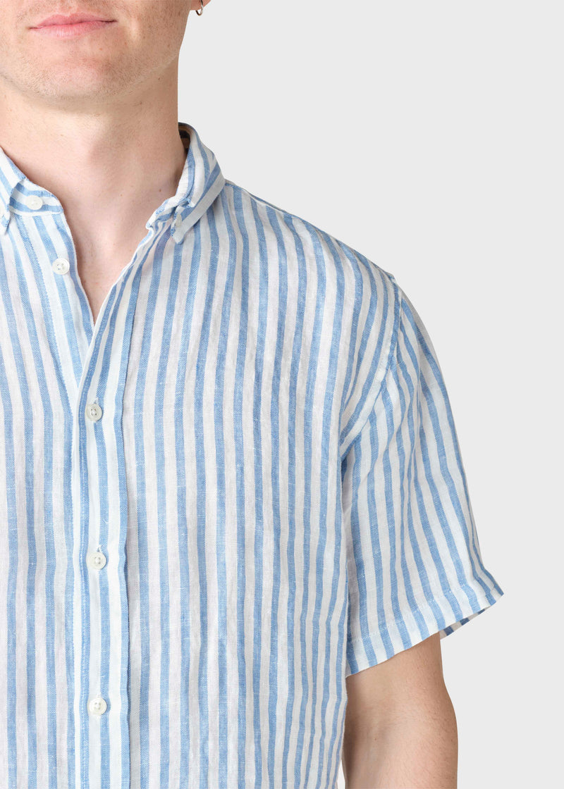Klitmøller Collective ApS Dennis short striped shirt  Shirts Cream/light blue