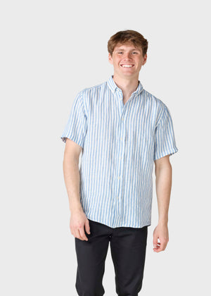 Klitmøller Collective ApS Dennis short striped shirt  Shirts Cream/light blue