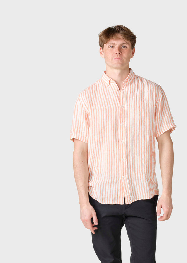 Klitmøller Collective ApS Dennis short striped shirt  Shirts Cream/mandarin