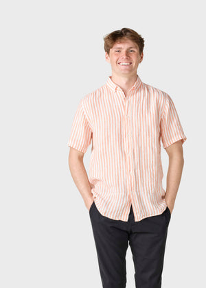 Klitmøller Collective ApS Dennis short striped shirt  Shirts Cream/mandarin