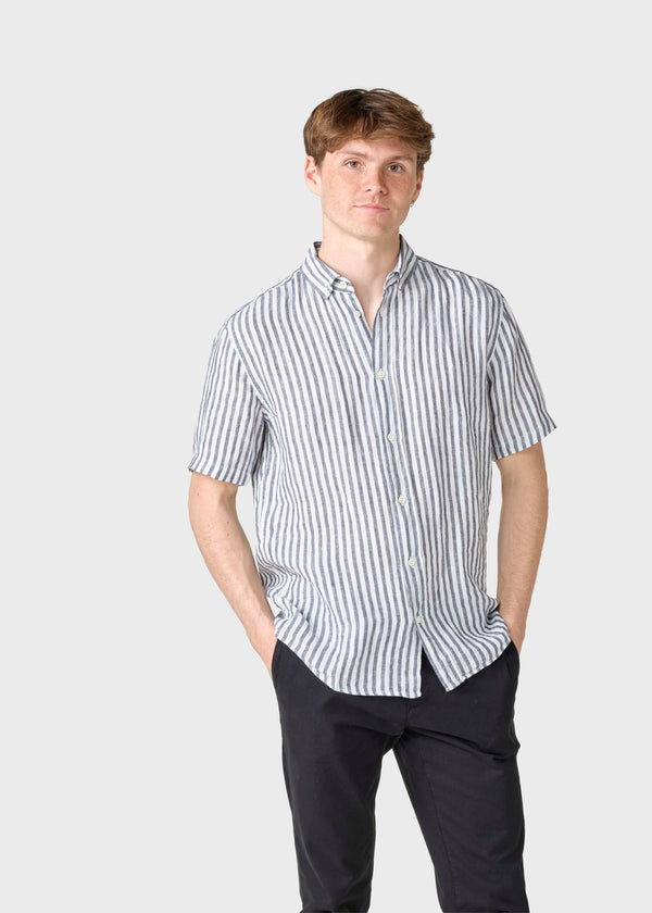 Klitmøller Collective ApS Dennis short striped shirt  Shirts Cream/navy