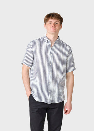 Klitmøller Collective ApS Dennis short striped shirt  Shirts Cream/navy