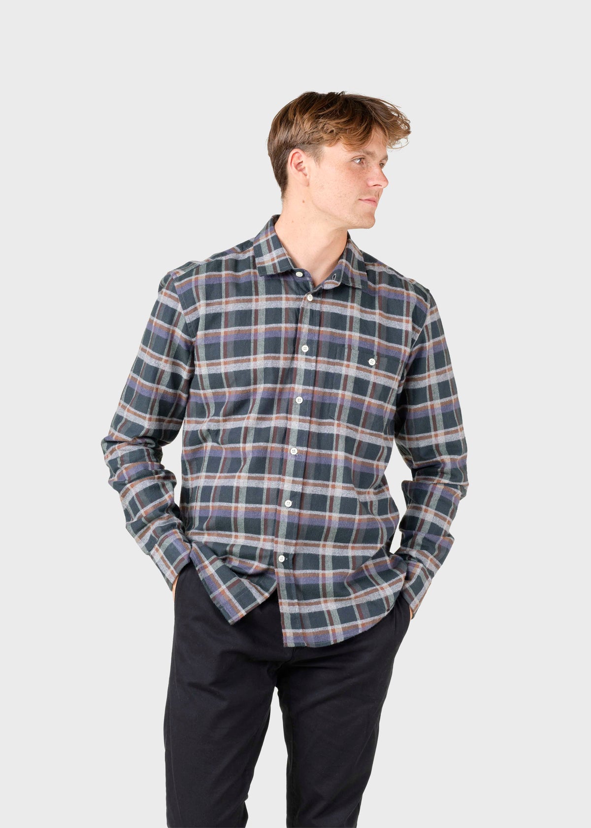 Klitmøller Collective ApS Eddie shirt Shirts Moss green/grey/navy