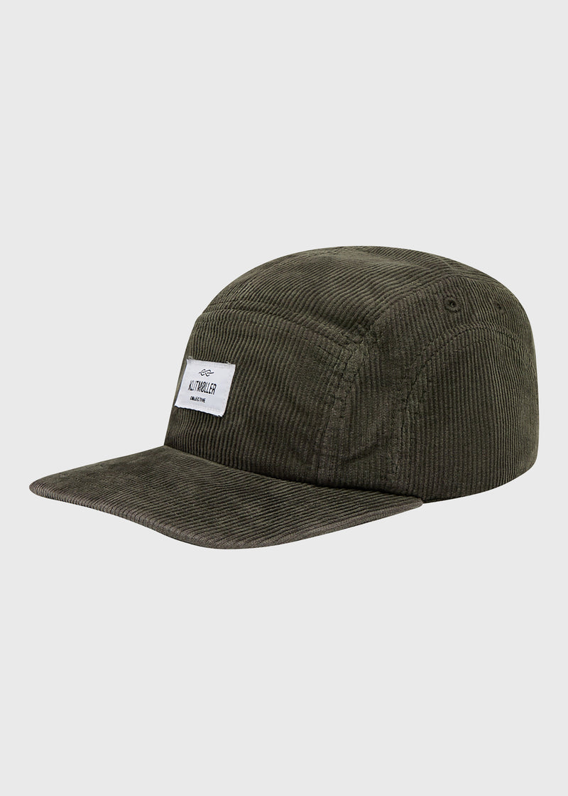 Klitmøller Collective ApS Five panel corduroy cap Caps Olive