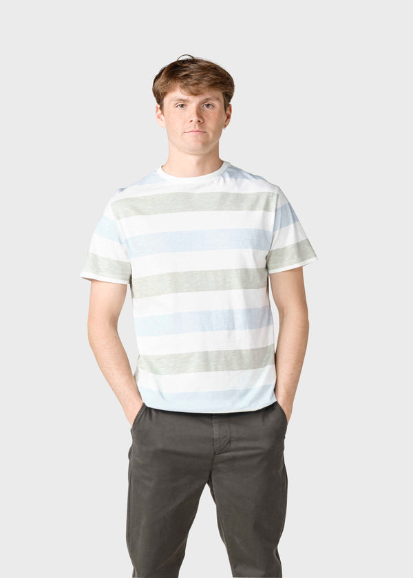 Klitmøller Collective ApS  George tee T-Shirts Light blue/Sage stripes