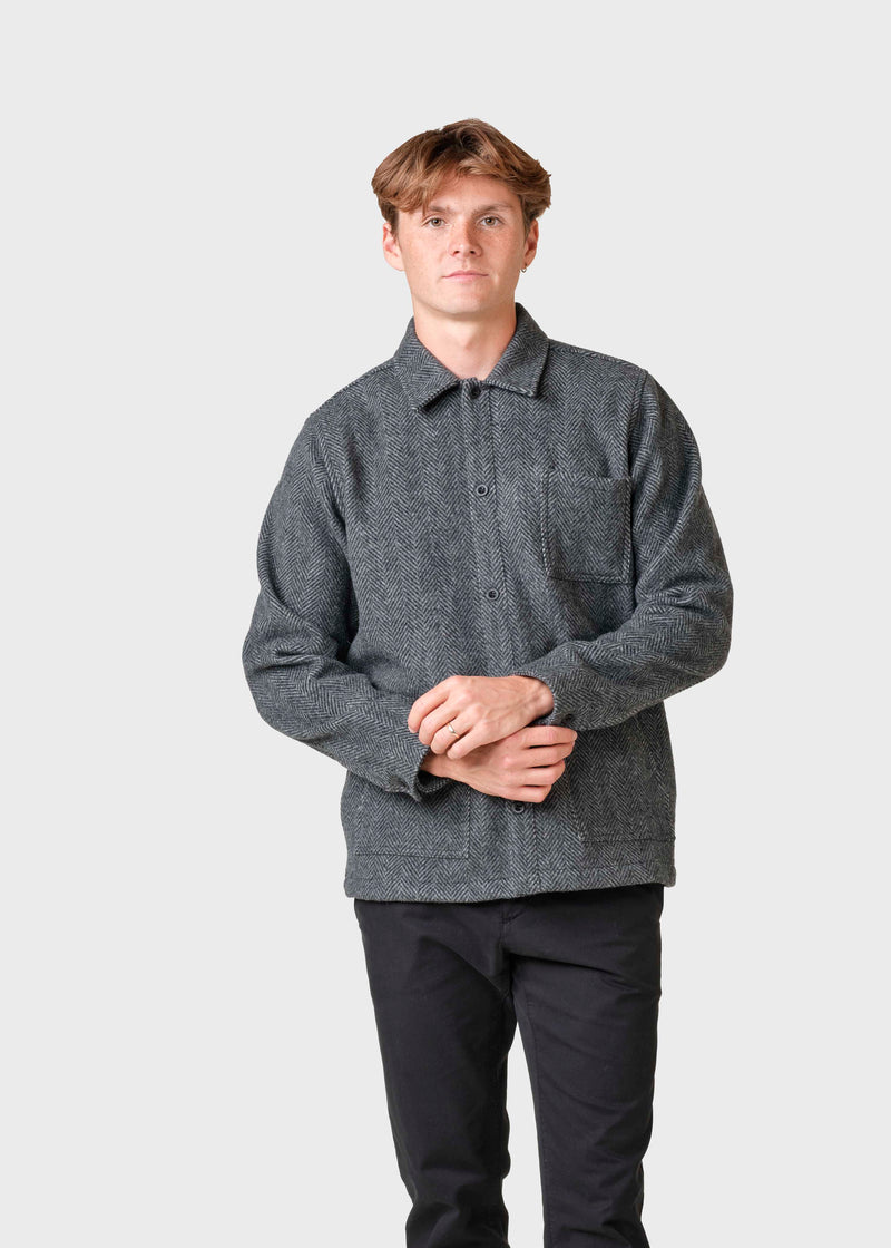 Klitmøller Collective ApS Hans herringbone overshirt  Jackets Anthracite/black