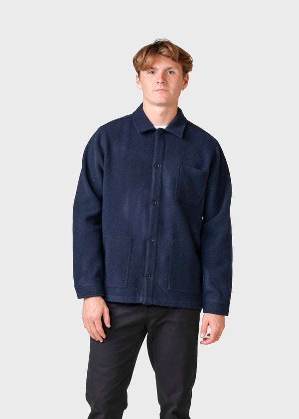 Klitmøller Collective ApS Hans herringbone overshirt  Jackets Navy/black