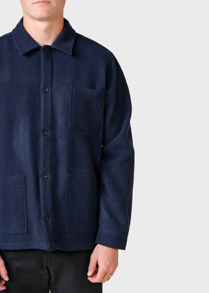 Klitmøller Collective ApS Hans herringbone overshirt  Jackets Navy/black