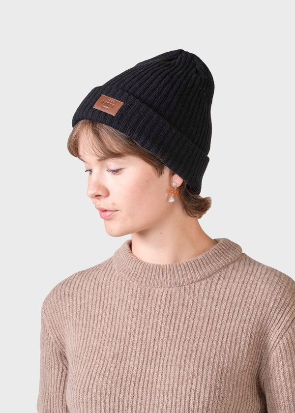 Klitmøller Collective ApS Heavy rib beanie Beanies Black