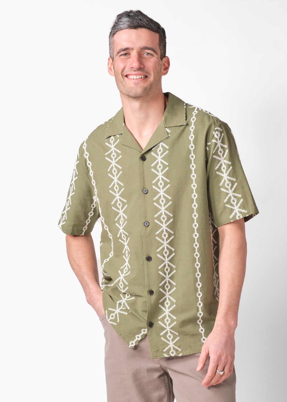 Klitmøller Collective ApS Jan S/S shirt Shirts Herb green/cream