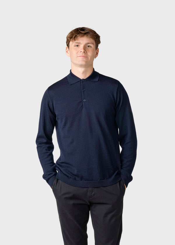 Klitmøller Collective ApS L/S Knit polo Knitted sweaters Navy