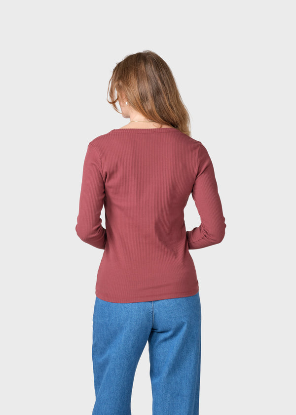 Klitmøller Collective ApS L/S rib tee T-Shirts Burgundy
