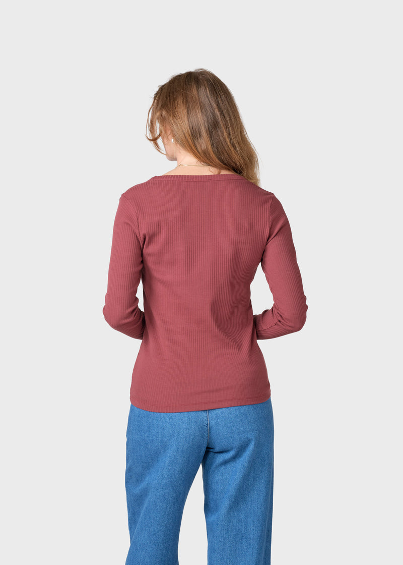 Klitmøller Collective ApS L/S rib tee T-Shirts Burgundy