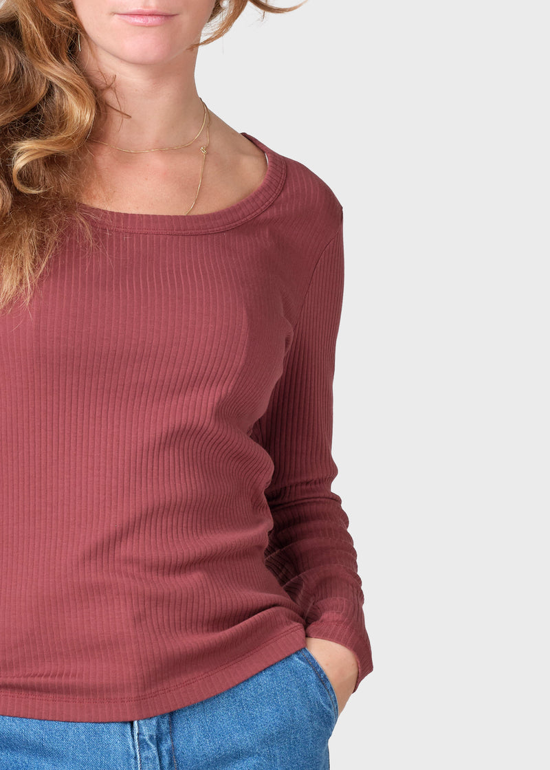 Klitmøller Collective ApS L/S rib tee T-Shirts Burgundy