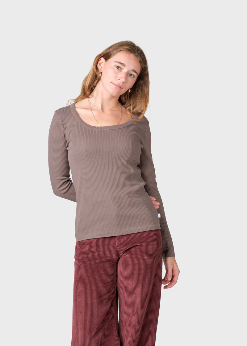 Klitmøller Collective ApS L/S rib tee T-Shirts Taupe