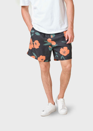 Klitmøller Collective ApS Mason shorts Walkshorts Black/mandarin flowers