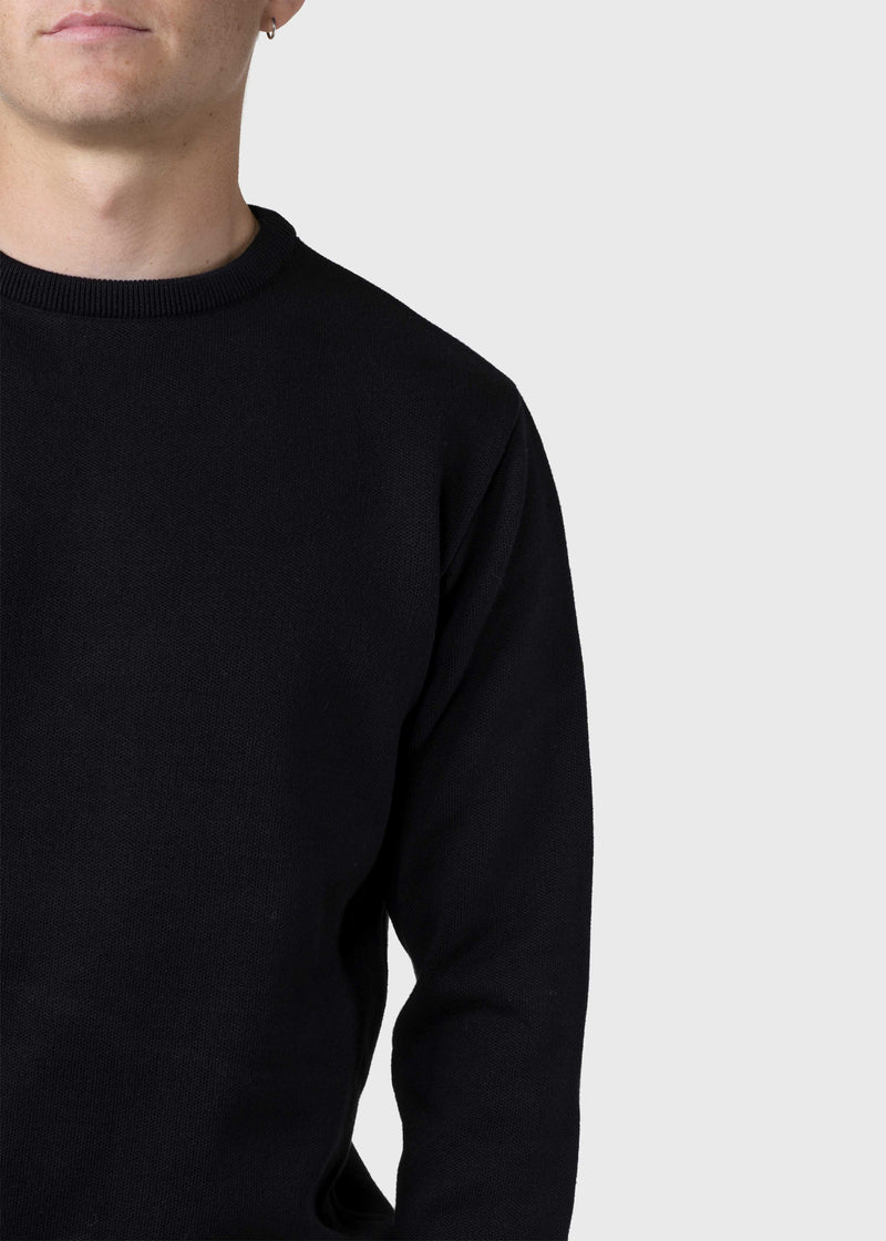 Klitmøller Collective ApS Mens basic cotton knit Knitted sweaters Black