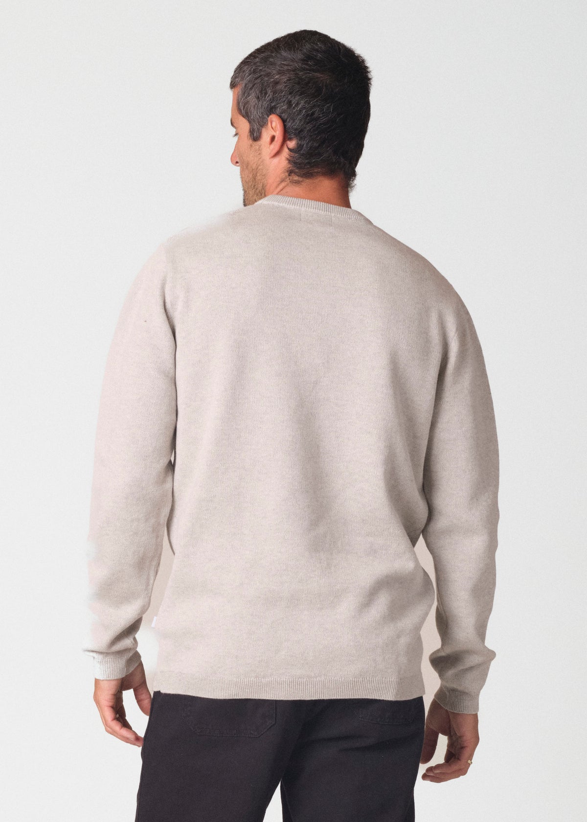 Klitmøller Collective ApS Mens basic cotton knit Knitted sweaters Cream melange