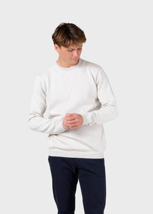 Klitmøller Collective ApS Mens basic cotton knit Knitted sweaters Cream melange
