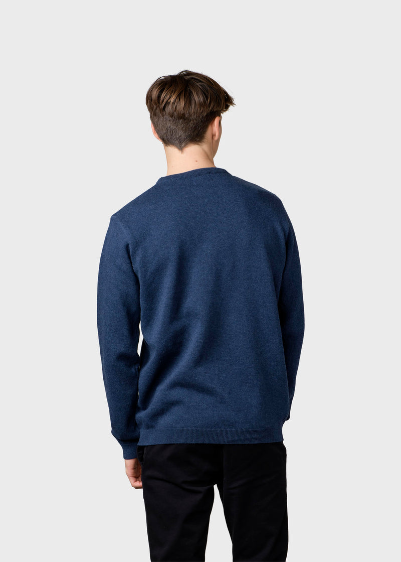 Klitmøller Collective ApS Mens basic cotton knit Knitted sweaters Deep blue