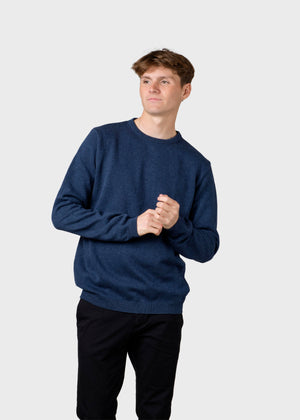 Klitmøller Collective ApS Mens basic cotton knit Knitted sweaters Deep blue