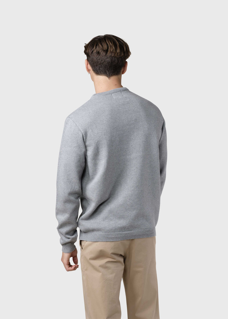 Klitmøller Collective ApS Mens basic cotton knit Knitted sweaters Light grey