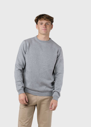 Klitmøller Collective ApS Mens basic cotton knit Knitted sweaters Light grey