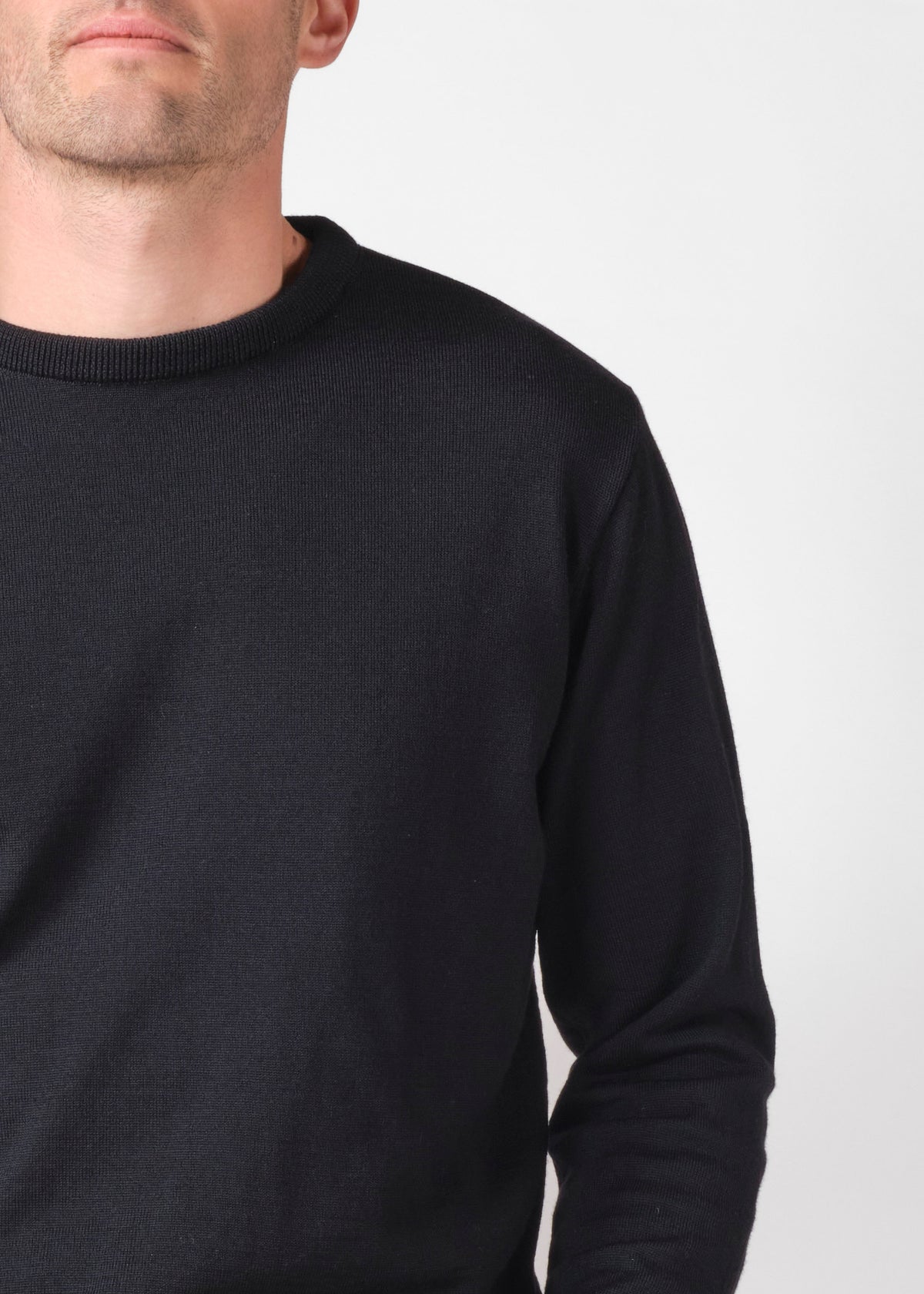 Klitmøller Collective ApS Mens basic merino knit Knitted sweaters Black