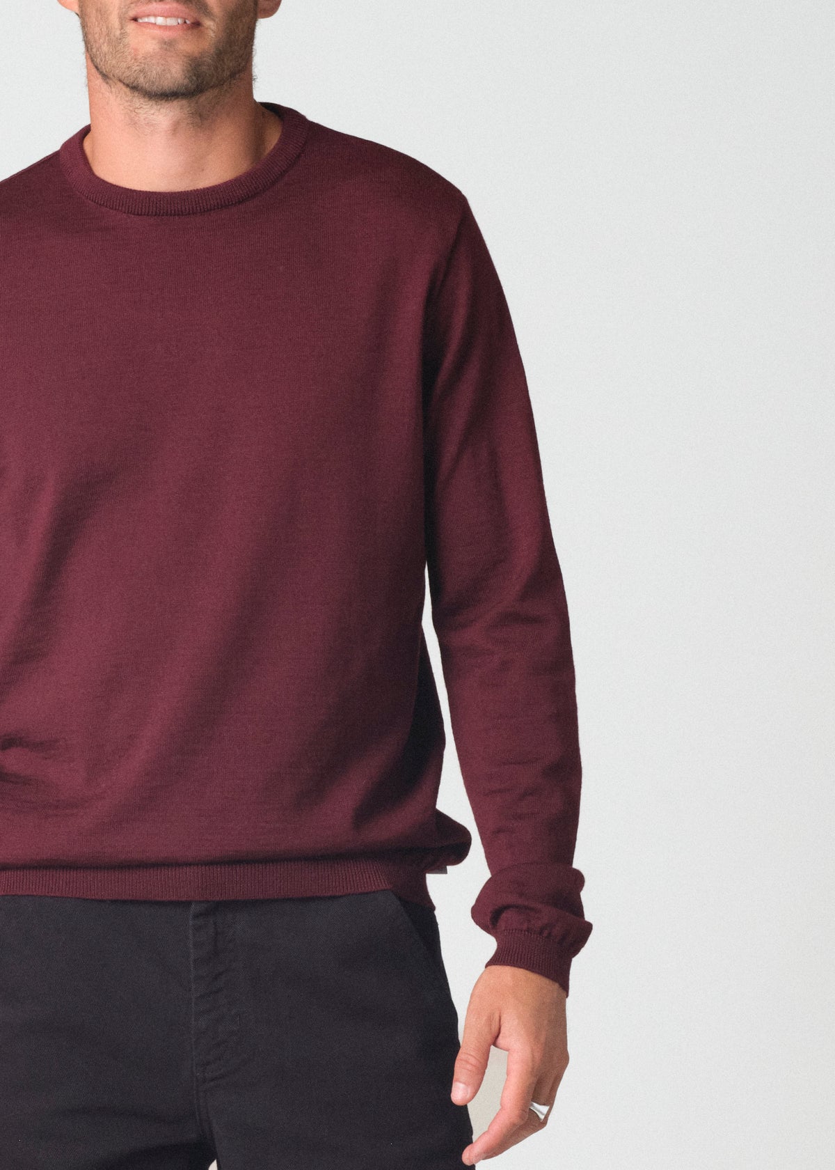 Klitmøller Collective ApS Mens basic merino knit Knitted sweaters Burgundy