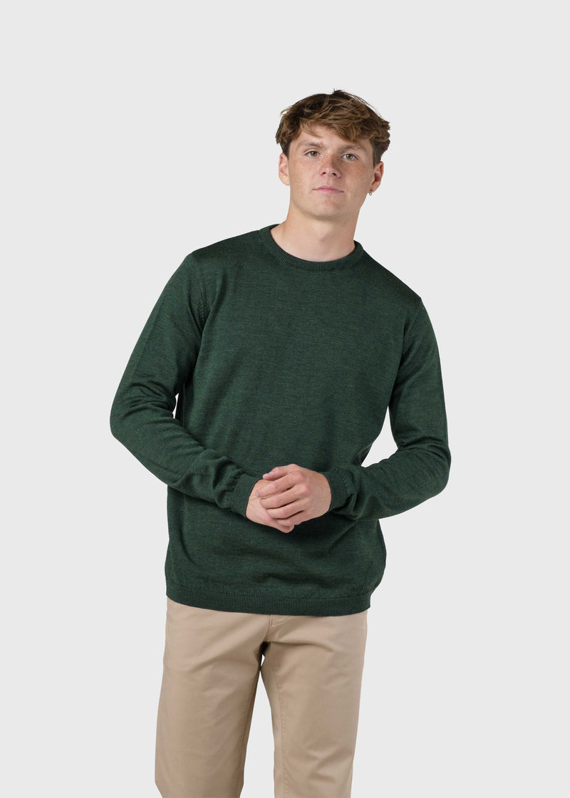 Klitmøller Collective ApS Mens basic merino knit Knitted sweaters Moss Green