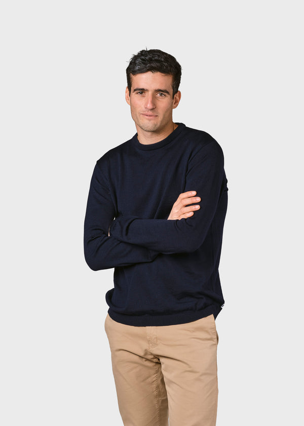 Klitmøller Collective ApS Mens basic merino knit Knitted sweaters Navy