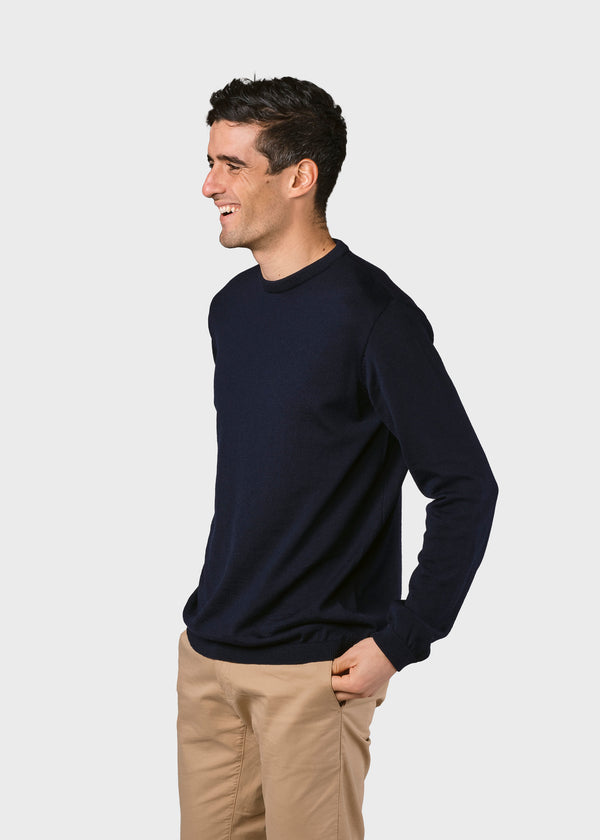 Klitmøller Collective ApS Mens basic merino knit Knitted sweaters Navy